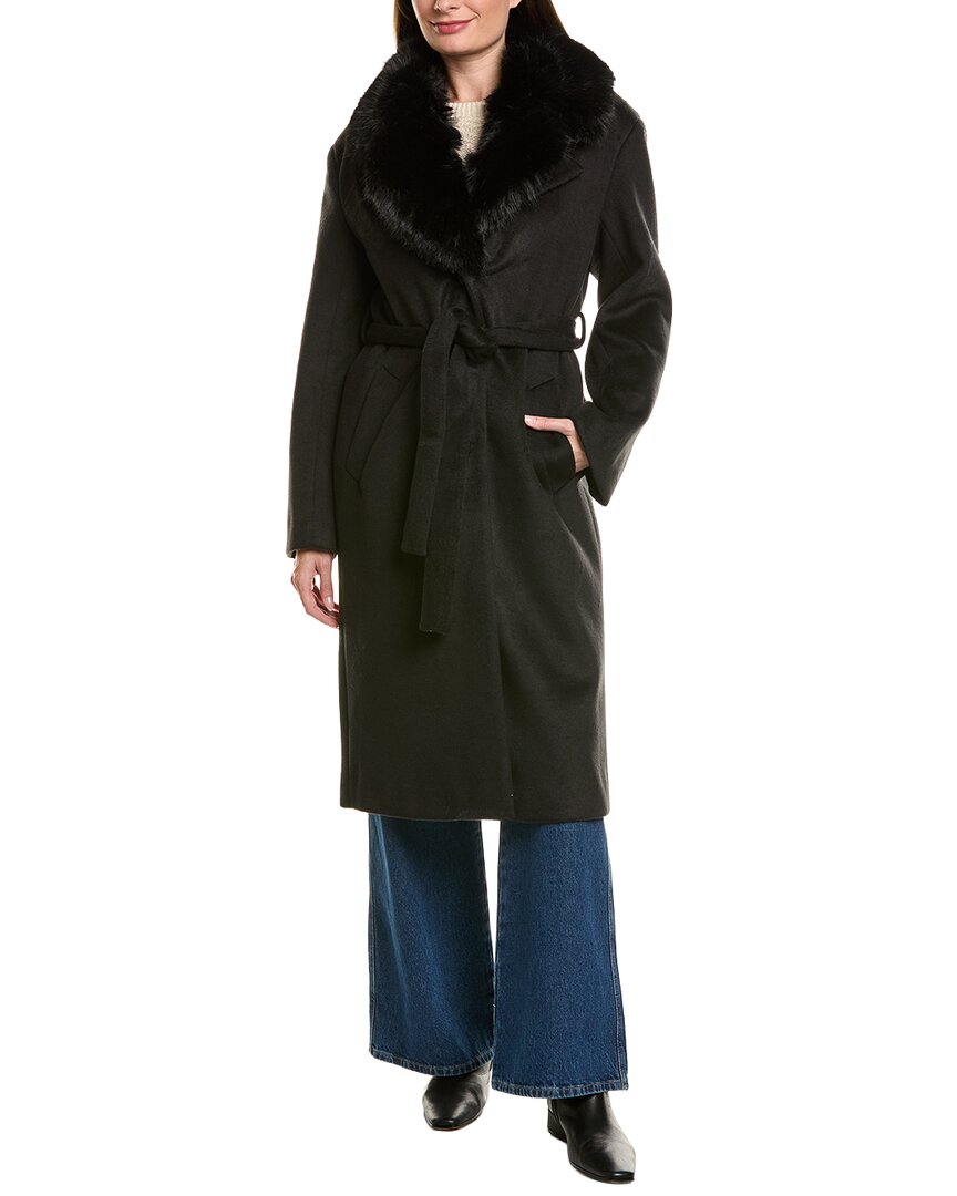 LAMARQUE Lamarque Faux Fur Collar Coat