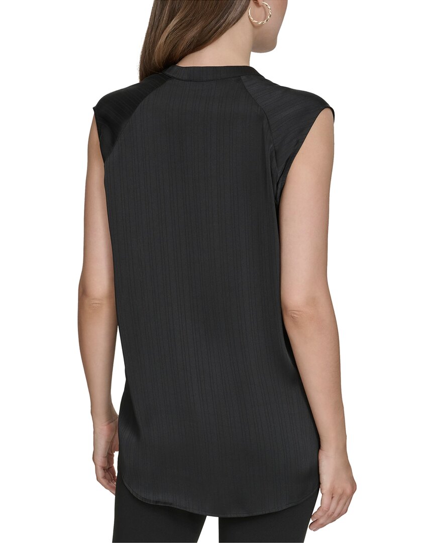 Halston Halston Mandarin Collar Sleeveless Top