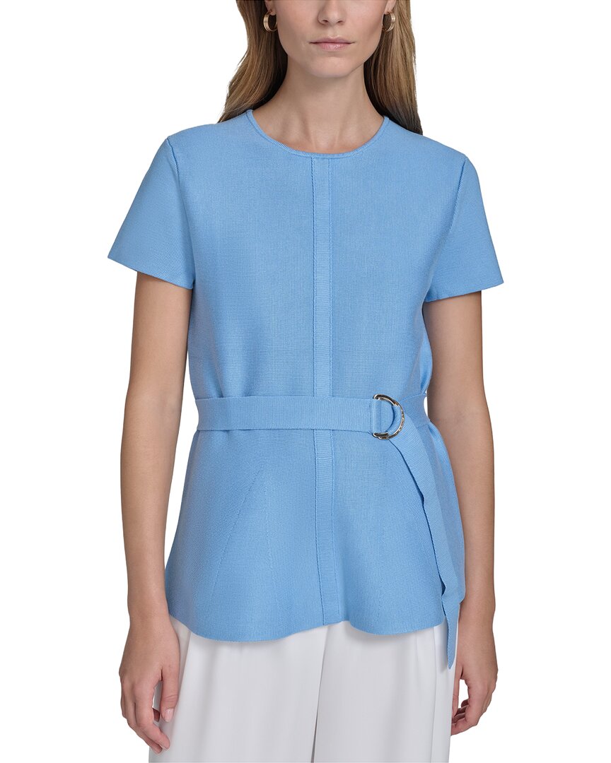Halston Halston Short Sleeve Belted Sweater