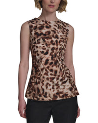 Halston Halston Sleeveless Leopard Print Top