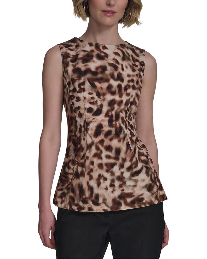 Halston Halston Sleeveless Leopard Print Top