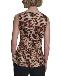 Halston Halston Sleeveless Leopard Print Top
