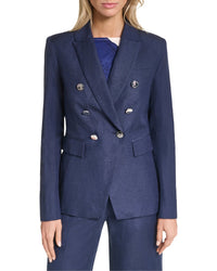 Halston Linen Double Breasted Linen-Blend Blazer