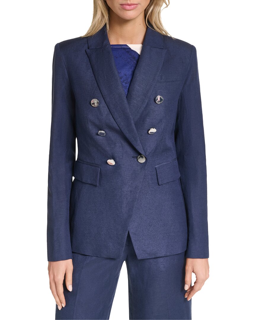 Halston Linen Double Breasted Linen-Blend Blazer