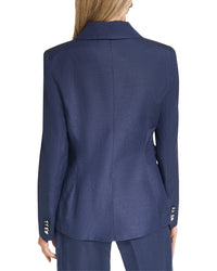 Halston Linen Double Breasted Linen-Blend Blazer