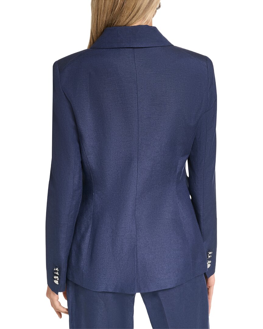Halston Linen Double Breasted Linen-Blend Blazer