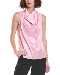 Halston Halston Sleeveless Cowl Neck Monogram Top