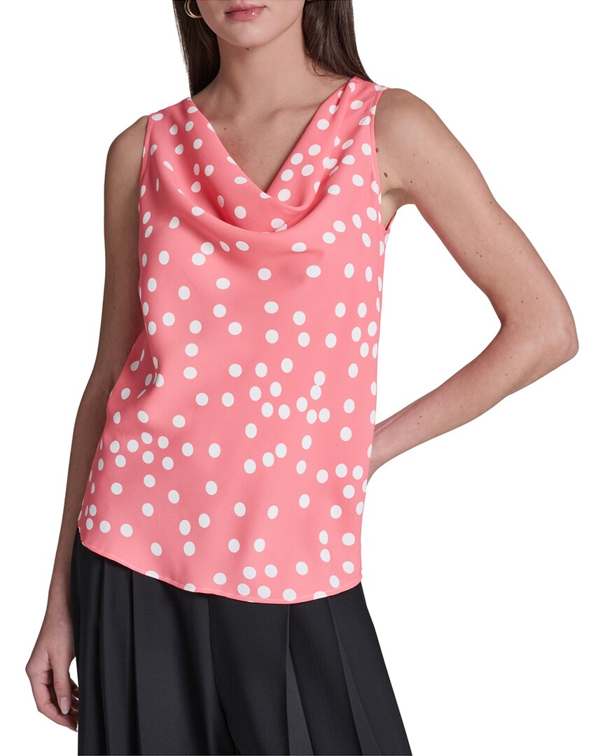 Halston Halston Polka Dot Cowl Neck Top