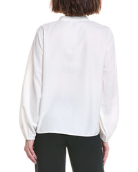 Halston Halston Long Sleeve Tassel Front Blouse