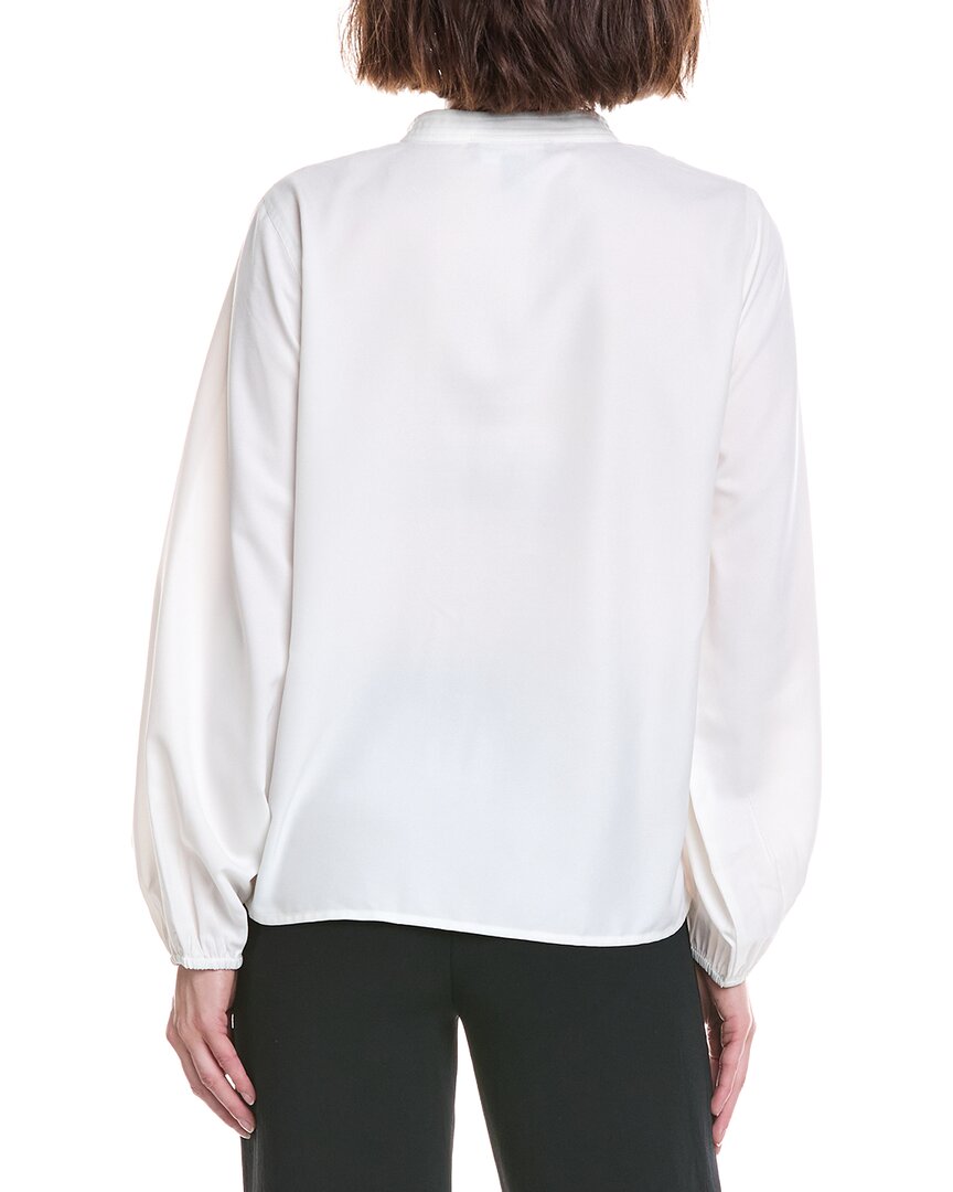 Halston Halston Long Sleeve Tassel Front Blouse