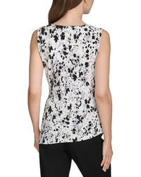 Halston Halston Printed Cowl Neck Jersey Top