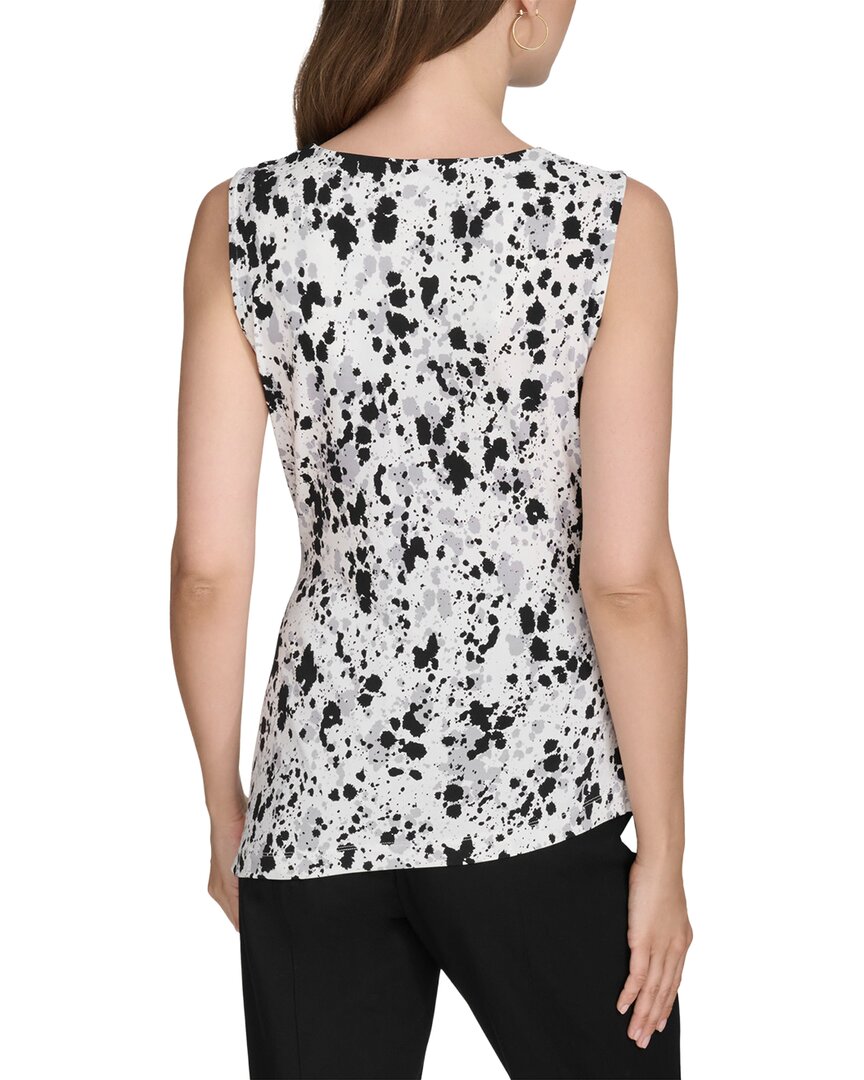 Halston Halston Printed Cowl Neck Jersey Top