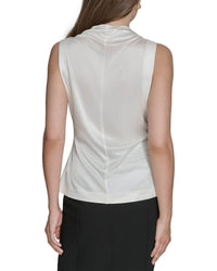 Halston Sleeveless Mock Neck Jersey Top