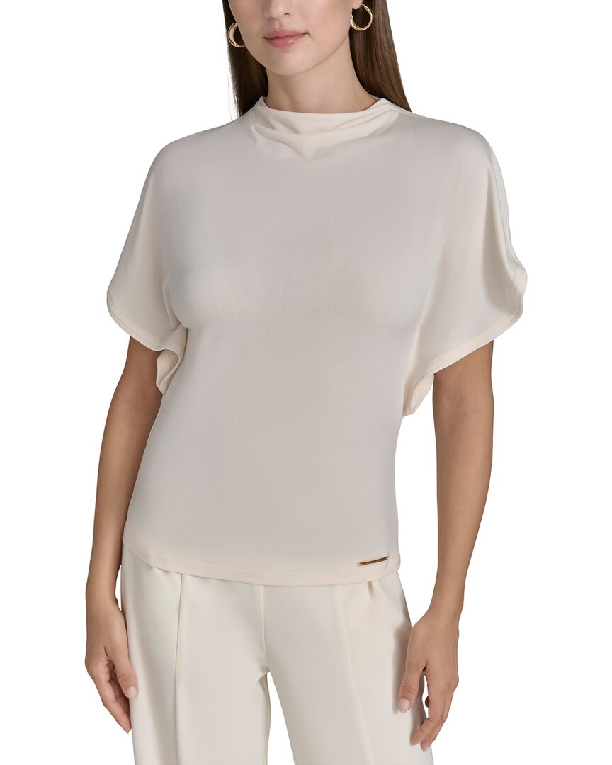 Halston Mock Neck Butterfly Sleeve Top