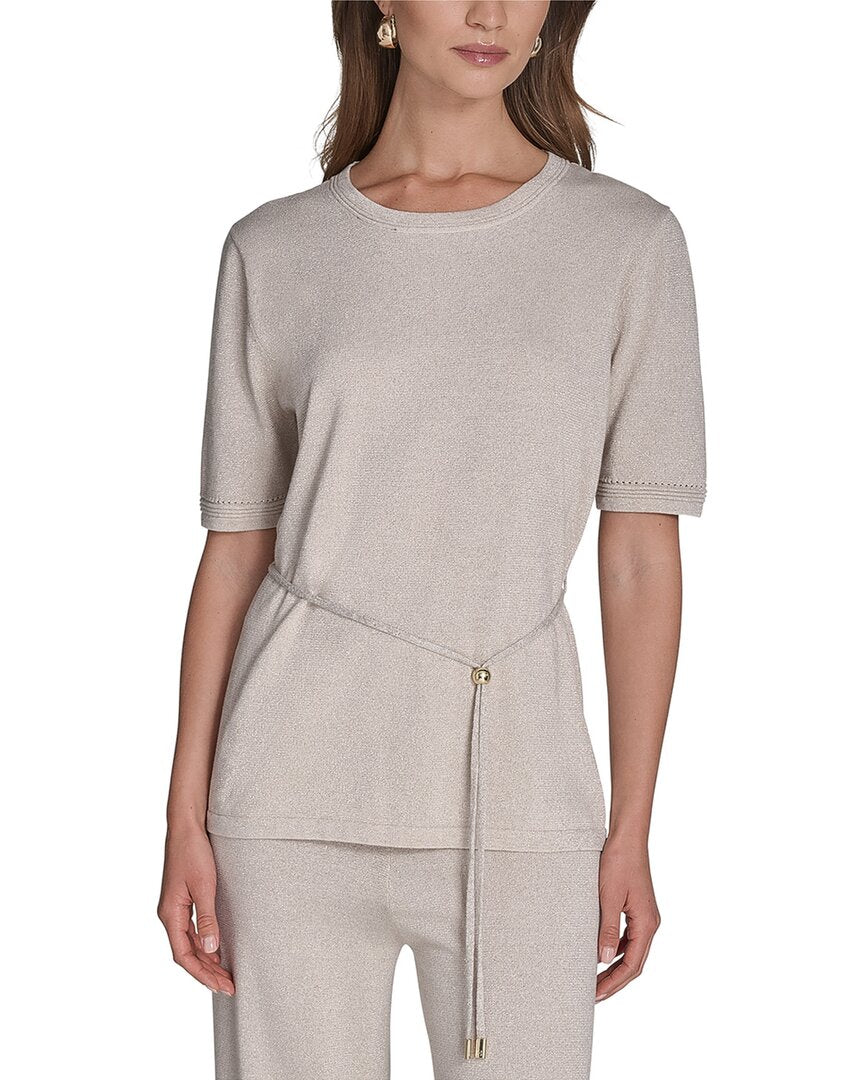Halston Halston Belted Short Sleeve Sweater