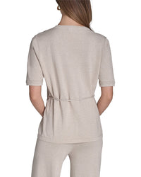 Halston Halston Belted Short Sleeve Sweater