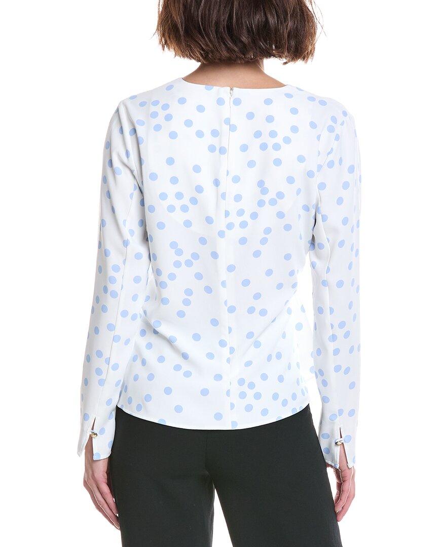 Halston Halston Long Sleeve Polka Dot Wrap Top