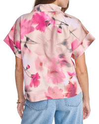 Halston Halston Printed Short Sleeve Button Up Shirt