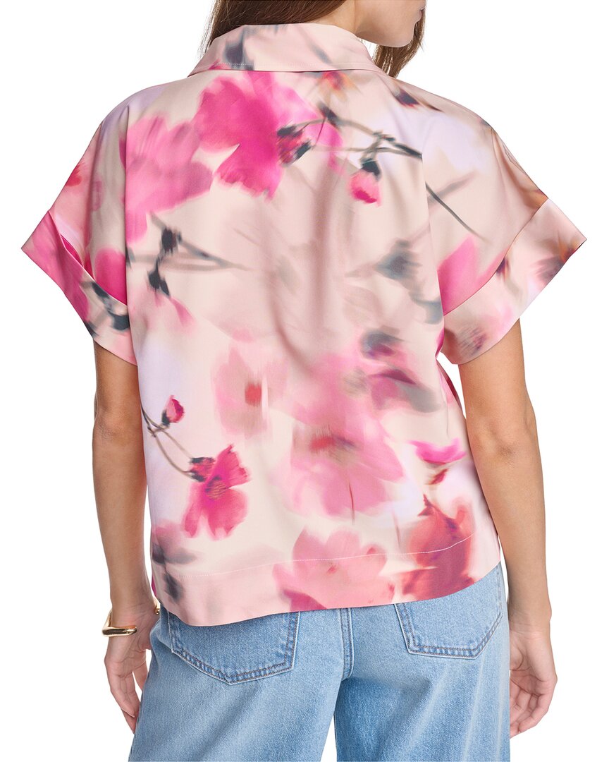 Halston Halston Printed Short Sleeve Button Up Shirt