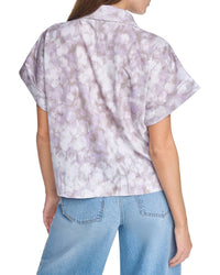 Halston Halston Printed Short Sleeve Button Up Shirt