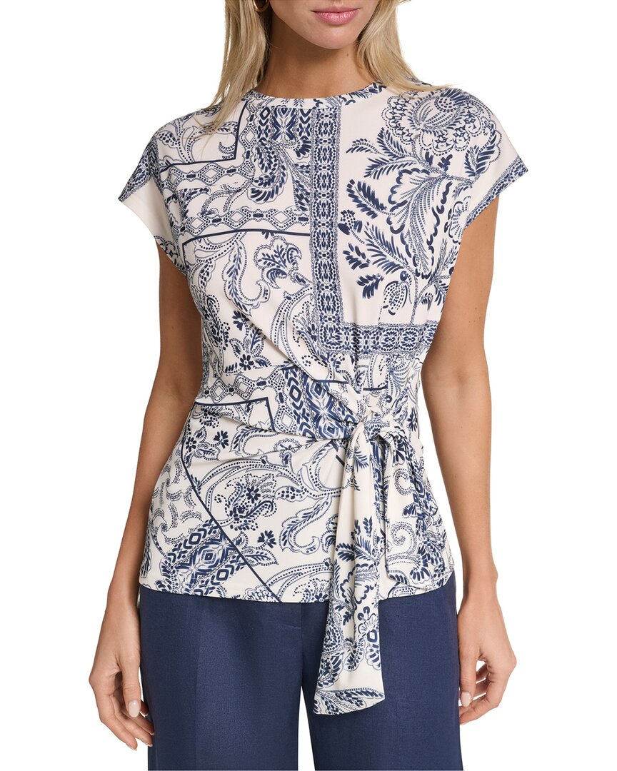 Halston Halston Short Sleeve Printed Top
