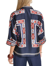 Halston Halston Scarf Printed Button Up Blouse