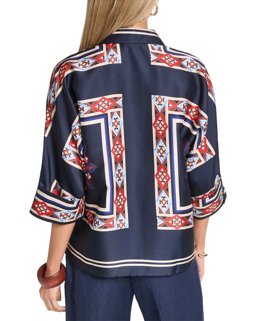 Halston Halston Scarf Printed Button Up Blouse