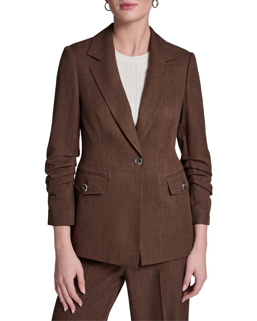 Halston Rolled Sleeve Textured Blazer