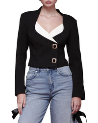 Avec Les Filles Avec Les Filles Contrast Lapel Cropped Blazer