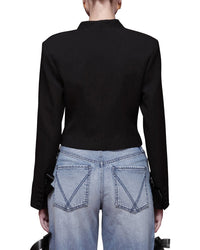 Avec Les Filles Avec Les Filles Contrast Lapel Cropped Blazer