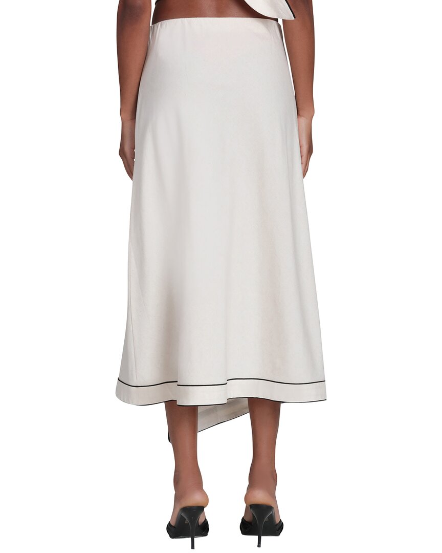 Avec Les Filles Avec Les Filles Asymmetrical Faux Wrap Linen-Blend Midi Skirt