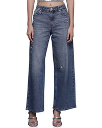 Avec Les Filles Avec Les Filles Bejeweled Wide Leg Jeans