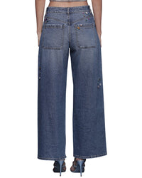 Avec Les Filles Avec Les Filles Bejeweled Wide Leg Jeans