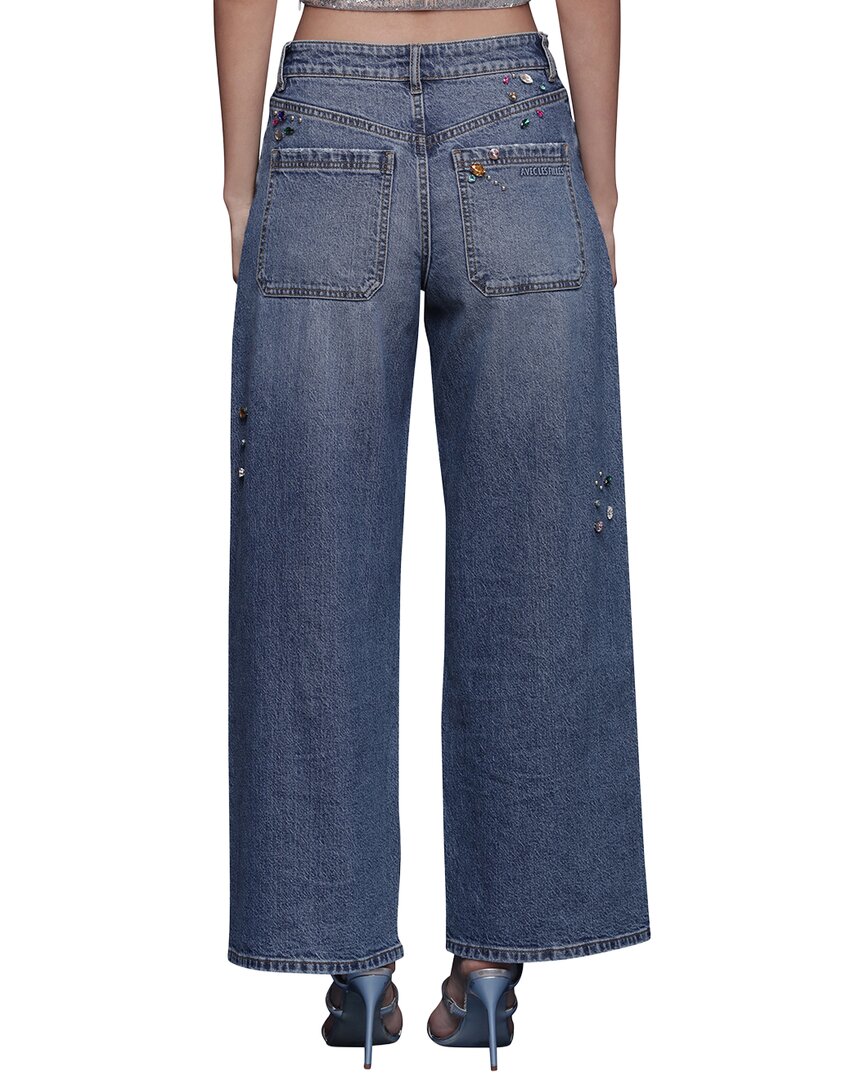 Avec Les Filles Avec Les Filles Bejeweled Wide Leg Jeans
