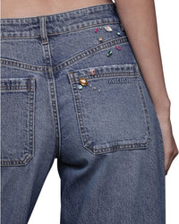 Avec Les Filles Avec Les Filles Bejeweled Wide Leg Jeans