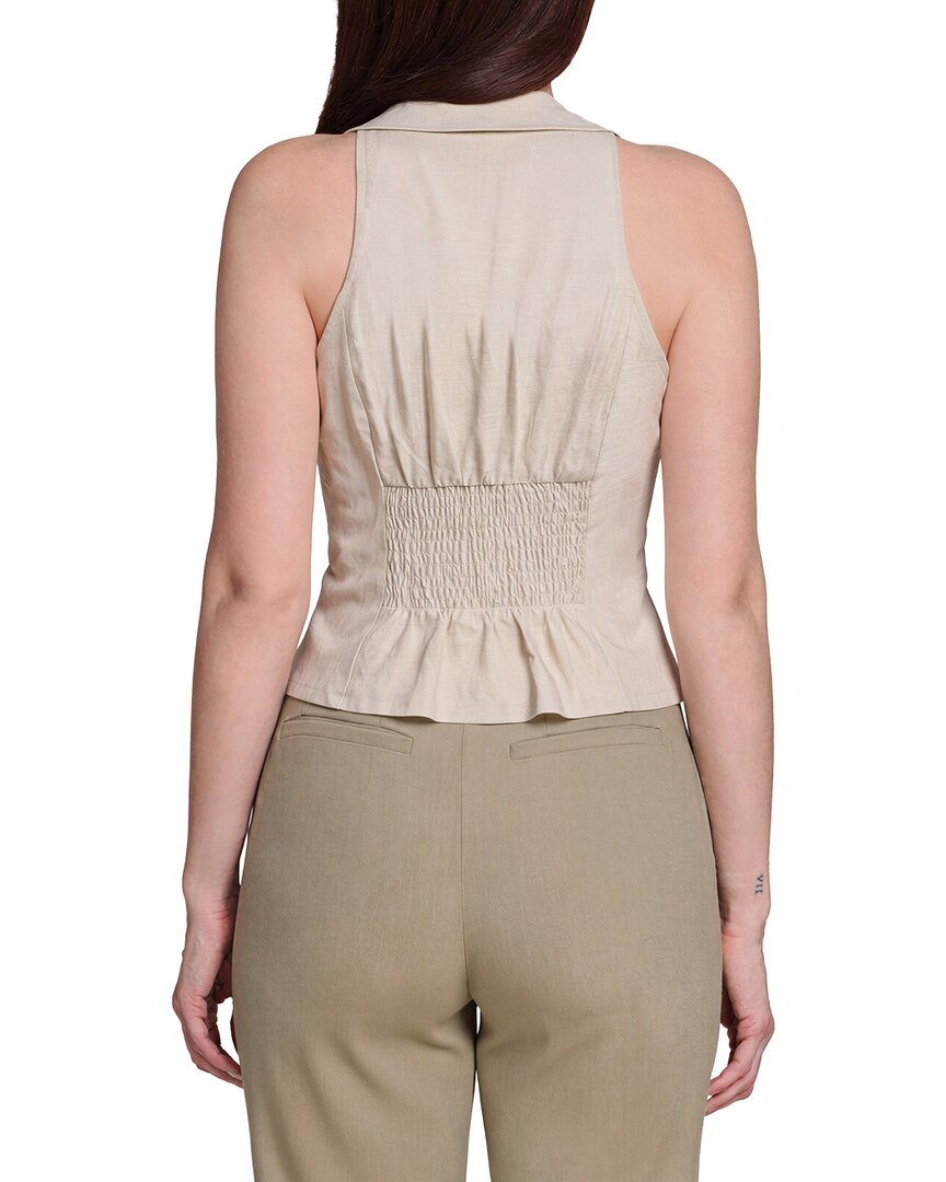 Avec Les Filles Avec Les Filles Front Tie Linen-Blend Top