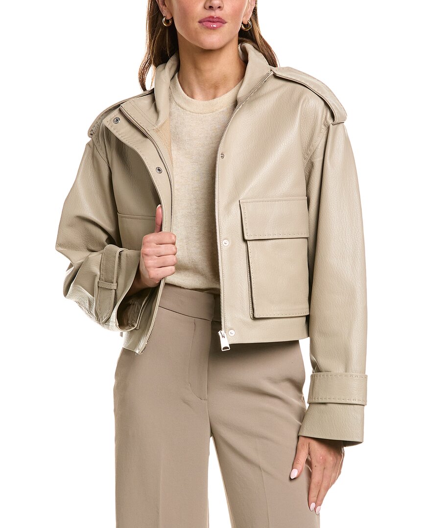 FLEURETTE Fleurette Zip Front Cropped Leather Jacket