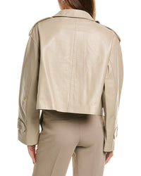 FLEURETTE Fleurette Zip Front Cropped Leather Jacket