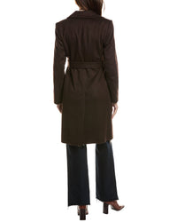 FLEURETTE Fleurette Notch Collar Wool Wrap Coat