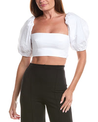 susana monaco Susana Monaco Poplin Puff Sleeve Crop Top