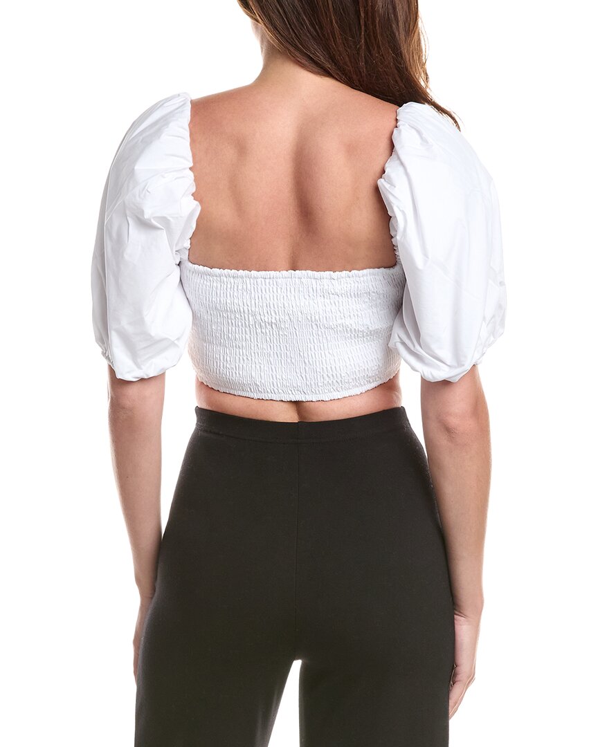 susana monaco Susana Monaco Poplin Puff Sleeve Crop Top