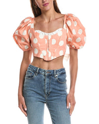 For Love & Lemons For Love & Lemons Yasmin Puff Sleeve Corset Top