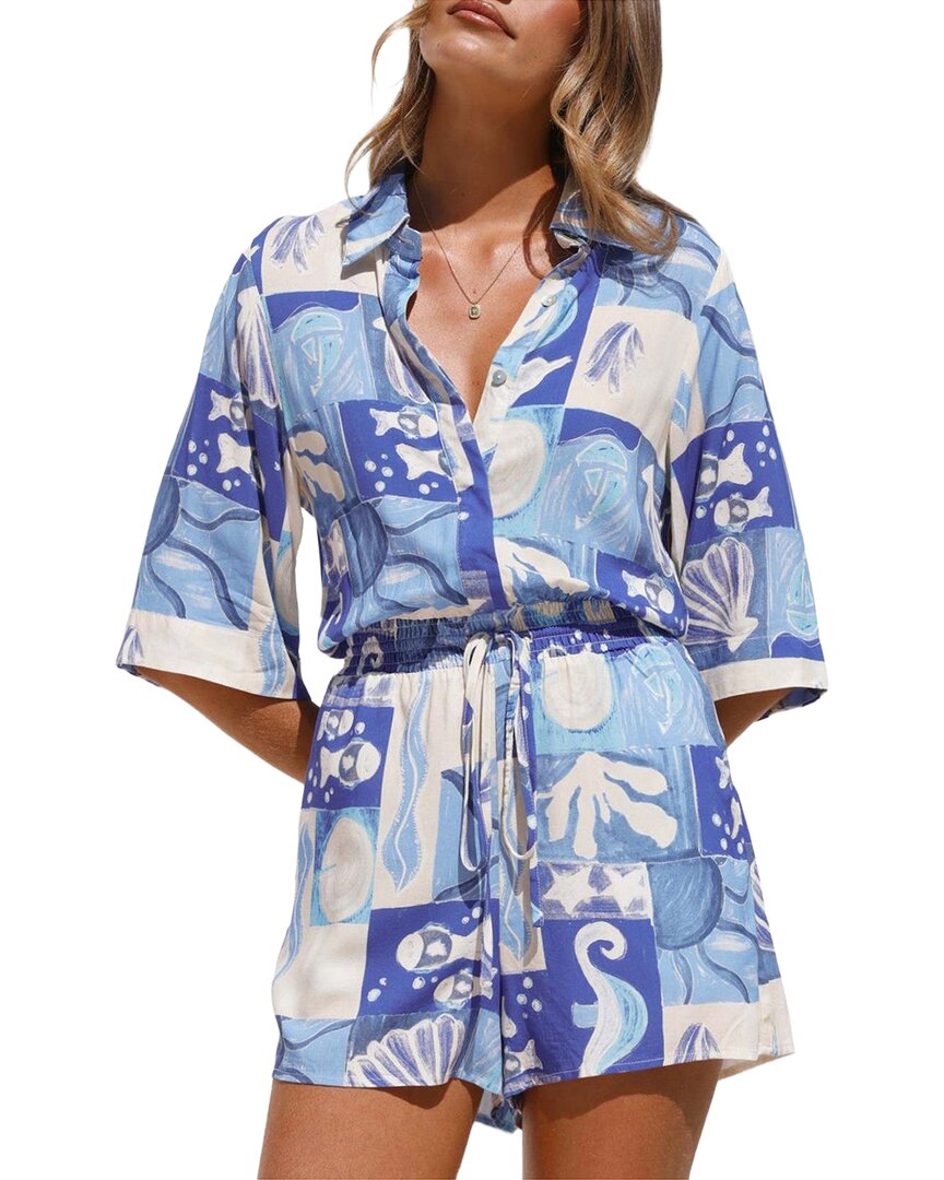 ESEA Esea 2Pc Linen-Blend Shirt & Short Set