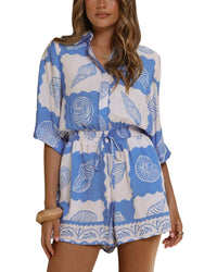 ESEA Esea 2Pc Linen-Blend Shirt & Short Set