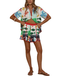 ESEA Esea 2Pc Linen-Blend Shirt & Short Set