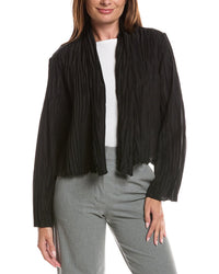 EILEEN FISHER Eileen Fisher Crinkled High Collar Silk Jacket