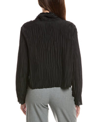 EILEEN FISHER Eileen Fisher Crinkled High Collar Silk Jacket