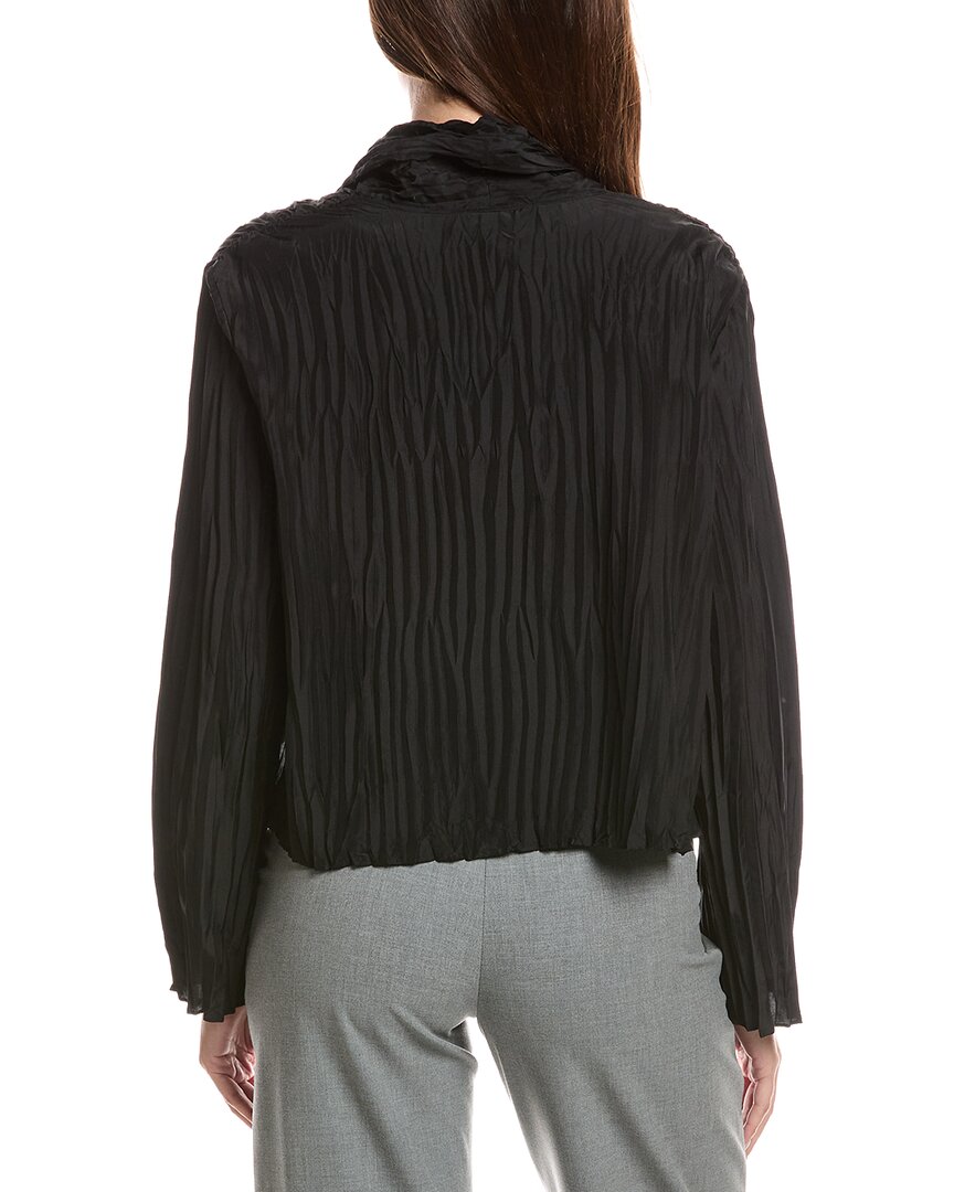 EILEEN FISHER Eileen Fisher Crinkled High Collar Silk Jacket