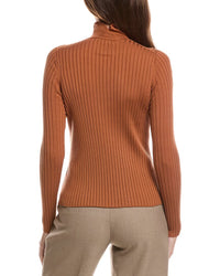Lafayette 148 New York Lafayette 148 New York Ribbed Split Mock Neck Silk-Blend Sweater