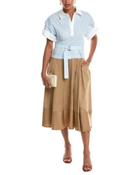 SIMKHAI Simkhai Mylo Midi Combo Shirt Dress